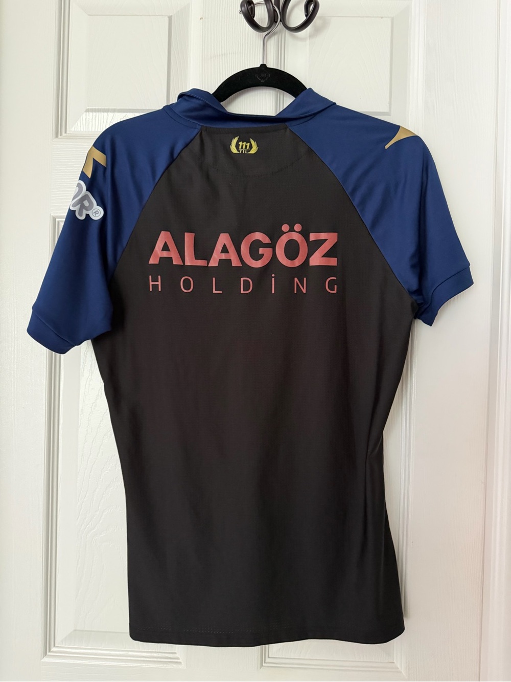 Diadora Black and Navy Short Sleeve Jersey with Coral Logo